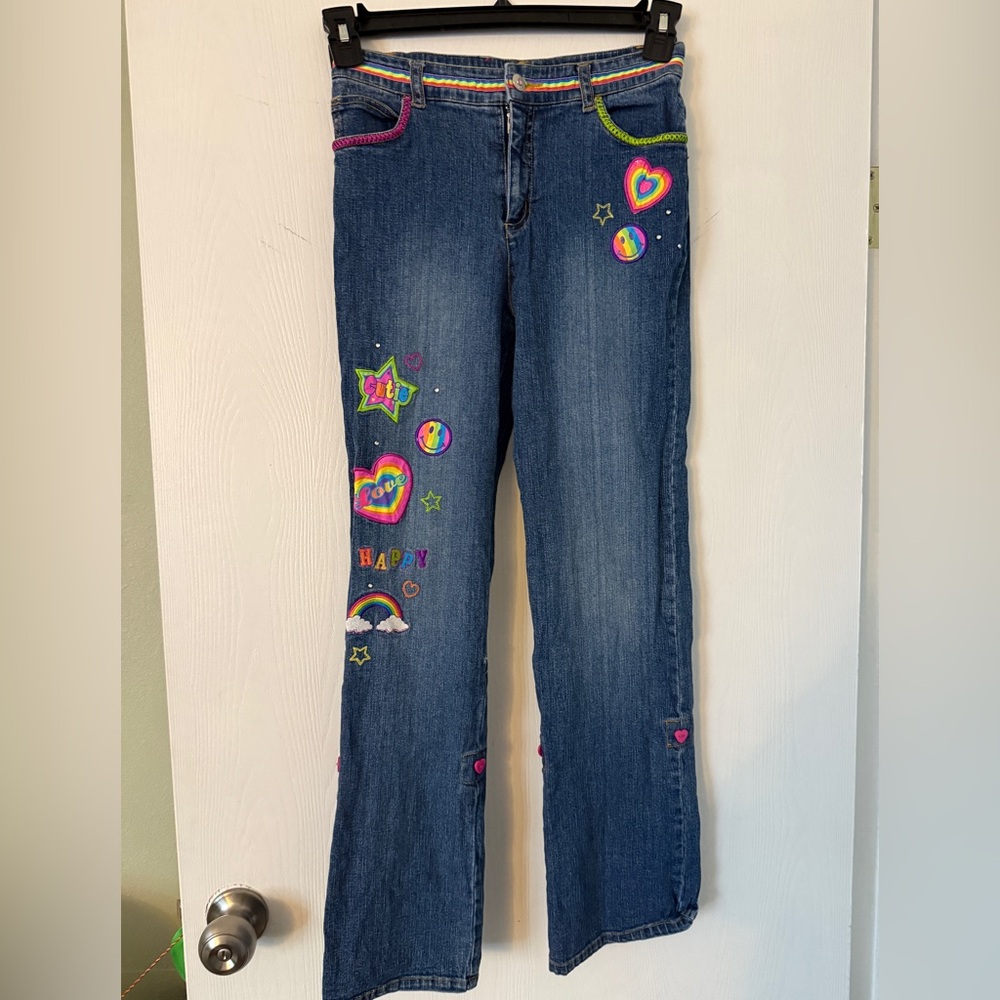 Lisa Frank embroidered teen jeans